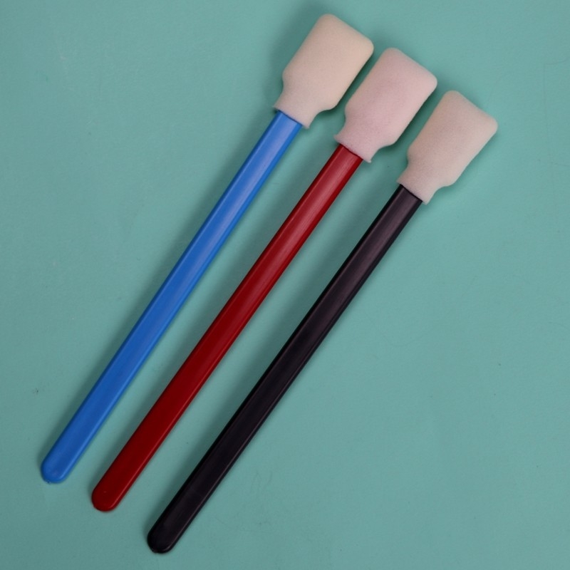 707 Lint Free Rectangle Sponge Stick Printer Foam Cleaning Swabs With Red Handle