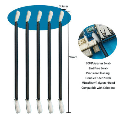 768 Lintsiz Siyah Saplı Bükümlü Başlı Polyester Sünger Hassas Temizlik Detaylandırma Süngeri Cleanroom için