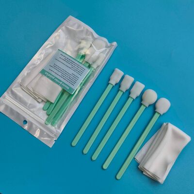 Tüy Bırakmayan Yeşil Saplı Yumuşak Sünger Çubukla Köpük Ucu Detaylandırma Çubukla Kiti Polyester Mendil ile Yazıcı Temizleme Kiti
