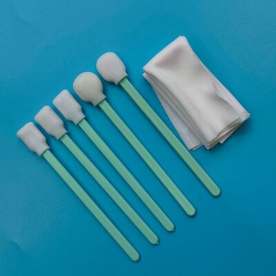 Tüy Bırakmayan Yeşil Saplı Yumuşak Sünger Çubukla Köpük Ucu Detaylandırma Çubukla Kiti Polyester Mendil ile Yazıcı Temizleme Kiti