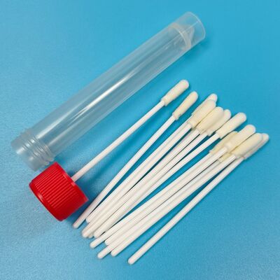 8cm Tek kullanımlık Beyaz PP Stik Steril Köpük Ucu Swab VTM Kit Grip Testi Oral Swab Çevre Test Swab Yüzey Örnekleme Swab