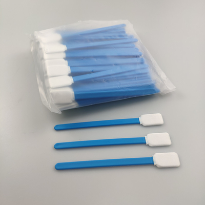 100 ADET 125mm Polyester Uçlu Swablar Kare Başlı Mavi PP Çubuklu