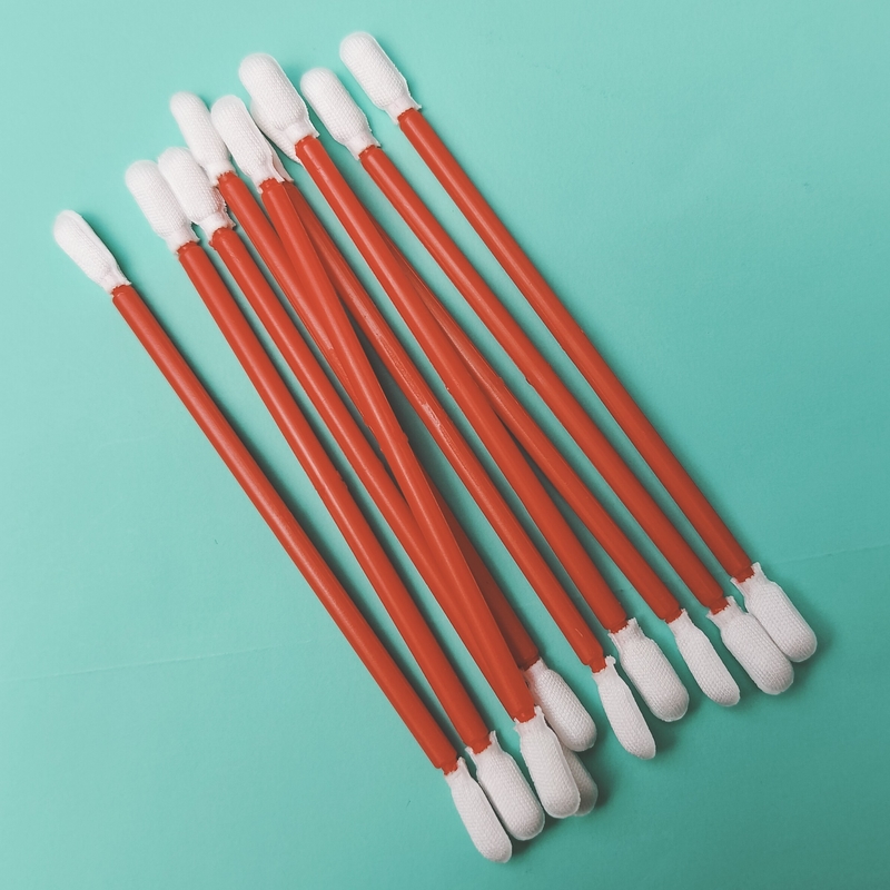 Tozsuz Kırmızı PP Stik Fabrika Temizliği için Çift Sonu Mikrofiber Temiz Oda Swabı