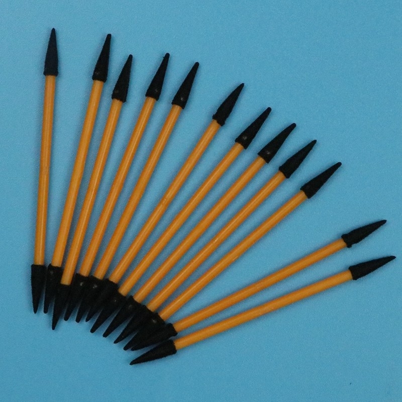 TX750 Lint Free Orange Handle Mini Pointed Sponge Stick Double Ended Small Cleanroom Foam Swab Detaylı Temizlik İçin