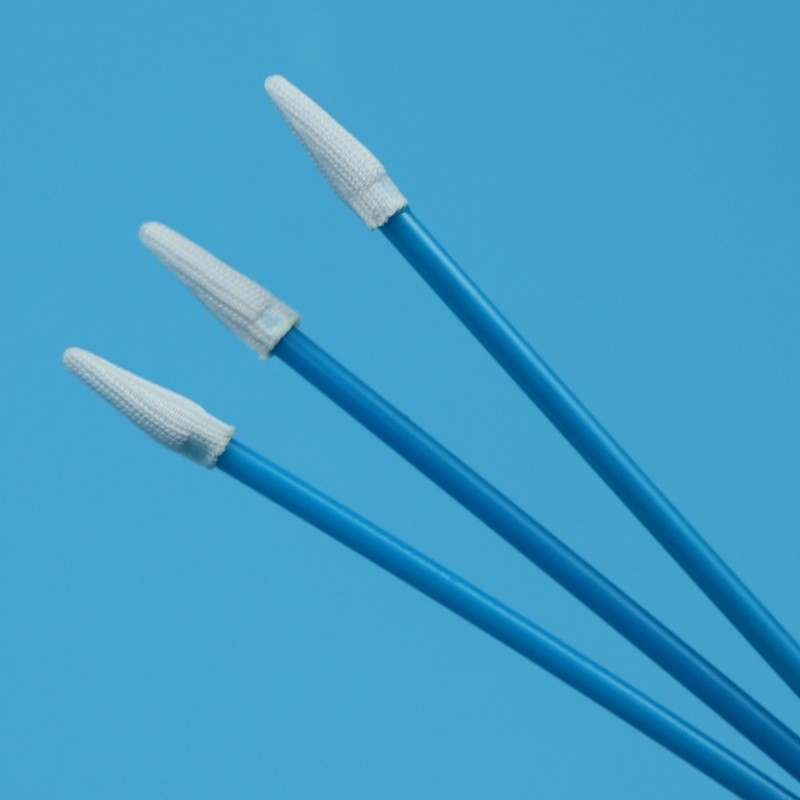 Lintsiz Çift Katmanlı Tricked Polyester Tip Swab Küçük Noktal Temiz Oda Swab Mavi El ile