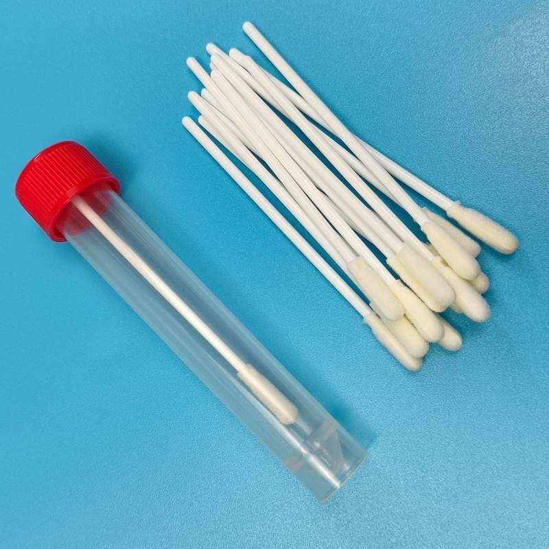 Laboratuvar için 8cm PP Stick Steril Foam Tip Swab ile Tüp Çevre Yüzey Örnekleme Swab