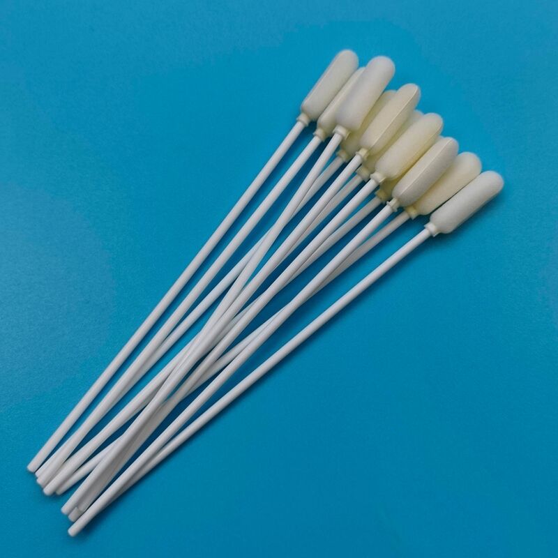 14cm Tek Kullanımlık Uzun PP Saplı Büyük Sünger Uçlu Ağız Sürüntüsü Steril Numune Toplama Sürüntüsü Grip Testi Numune Alma Sürüntüsü