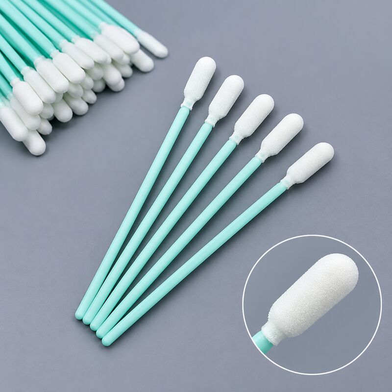 6 mm yuvarlak köpük ucu temizlik süpürgesi Güçlü yeşil el ile Lint ücretsiz hassas temizlik uygulayıcı uzunluğu 100 mm